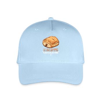 Humor Chocolatine Pain au Chocolat Frühstück - Kinder Bio Basecap - Hellblau - Vorne