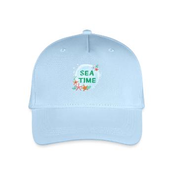 Sea Time Wasserfarben-Design - Kinder Bio Basecap - Hellblau - Vorne