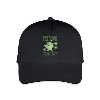 Matcha Latte Social Club Lustiger Grüner Matcha-Tee - Kinder Bio Basecap - Schwarz - Vorne