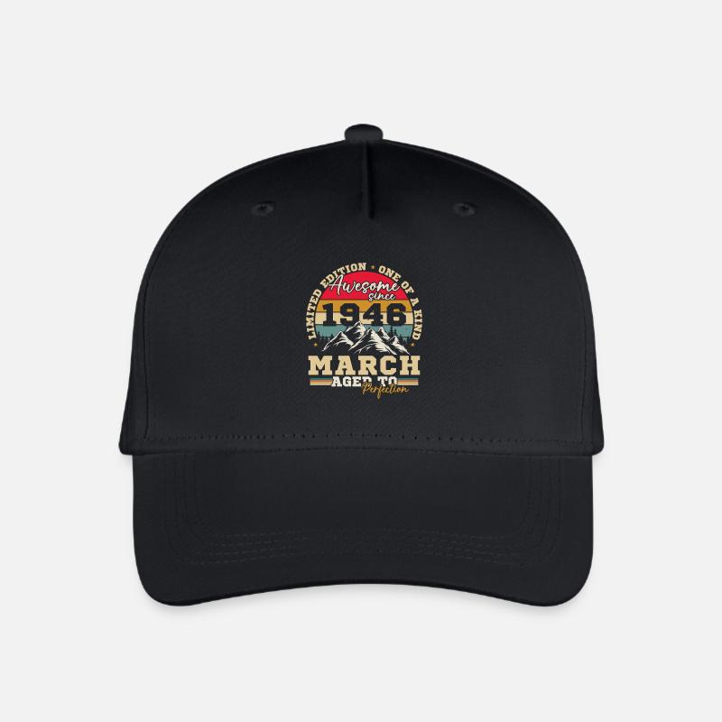 März 1946 Vintage-Retro-Geburtstagsgeschenk - Kinder Bio Basecap - Schwarz