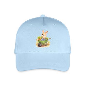 Cute bunny with carrots in wheelbarrow - Organic Kids’ Baseball Cap - light blue - Front