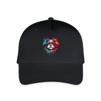 Shih Tzu | Kleinhund Pop Art - Kinder Bio Basecap - Schwarz - Vorne