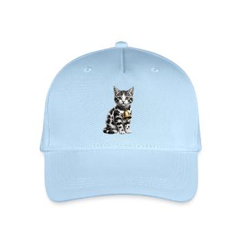 Motif drôle de chat et vache mixte - Casquette de baseball bio Enfant - bleu clair - Devant