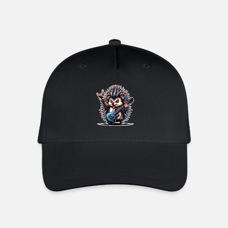 E Gitarre Igel Gitarrist Rock N Roll - Kinder Bio Basecap - Schwarz