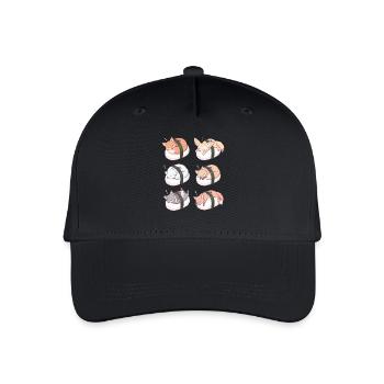Kawaii Fox Sushi Nigiri Cute Sleeping Kitsune  - Organic Kids’ Baseball Cap - black - Front