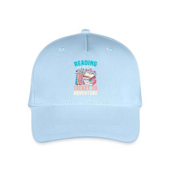 Lesen ist Ticket zur Abenteuerreise - Kinder Bio Basecap - Hellblau - Vorne