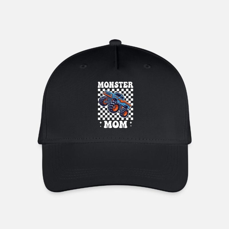Monster Truck Mama im Checkered Stil - Kinder Bio Basecap - Schwarz