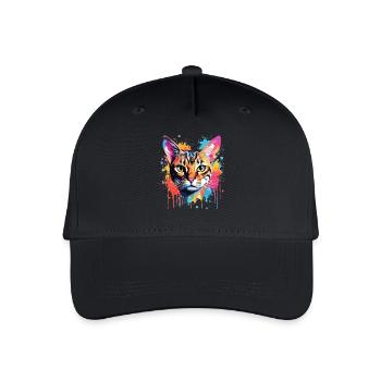 Bengalisches Katzengesicht Bunte Spritzkunst - Kinder Bio Basecap - Schwarz - Vorne