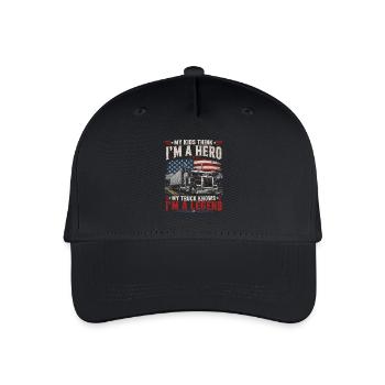 Papa Trucker USA Flagge Amerika LKW Fahrer - Kinder Bio Basecap - Schwarz - Vorne