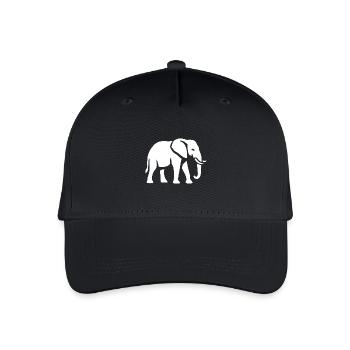 Elefant - Großwild, Stoßzahn, Elfenbein - Kinder Bio Basecap - Schwarz - Vorne