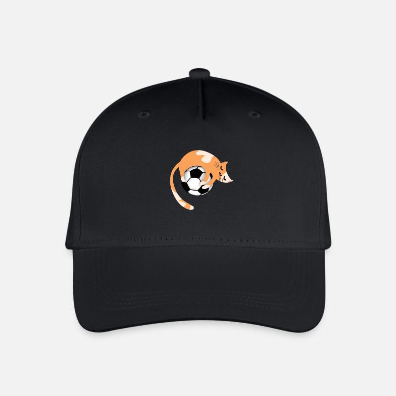 Katze mit Fußball - Kinder Bio Basecap - Schwarz