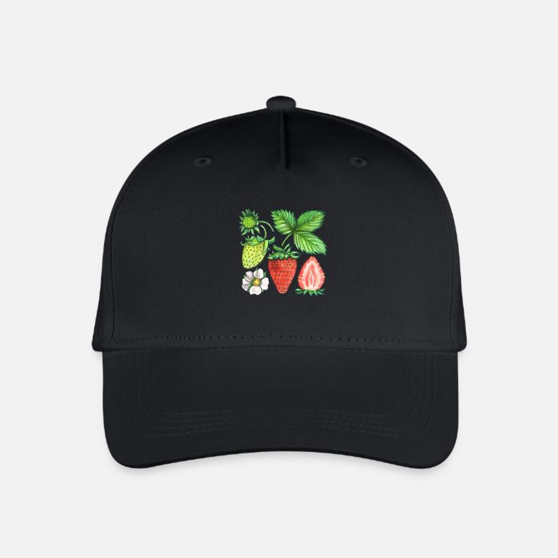 Erdbeeren - Kinder Bio Basecap - Schwarz