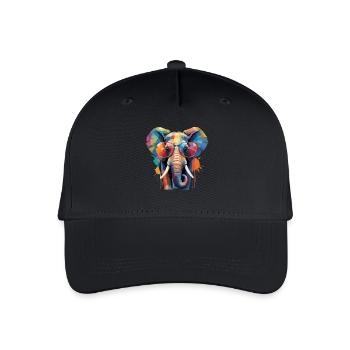 Elefant Cool mit Brille Bunte Savanne - Kinder Bio Basecap - Schwarz - Vorne