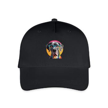 Deutsche Dogge Dogge Hund Bunte Brille - Kinder Bio Basecap - Schwarz - Vorne
