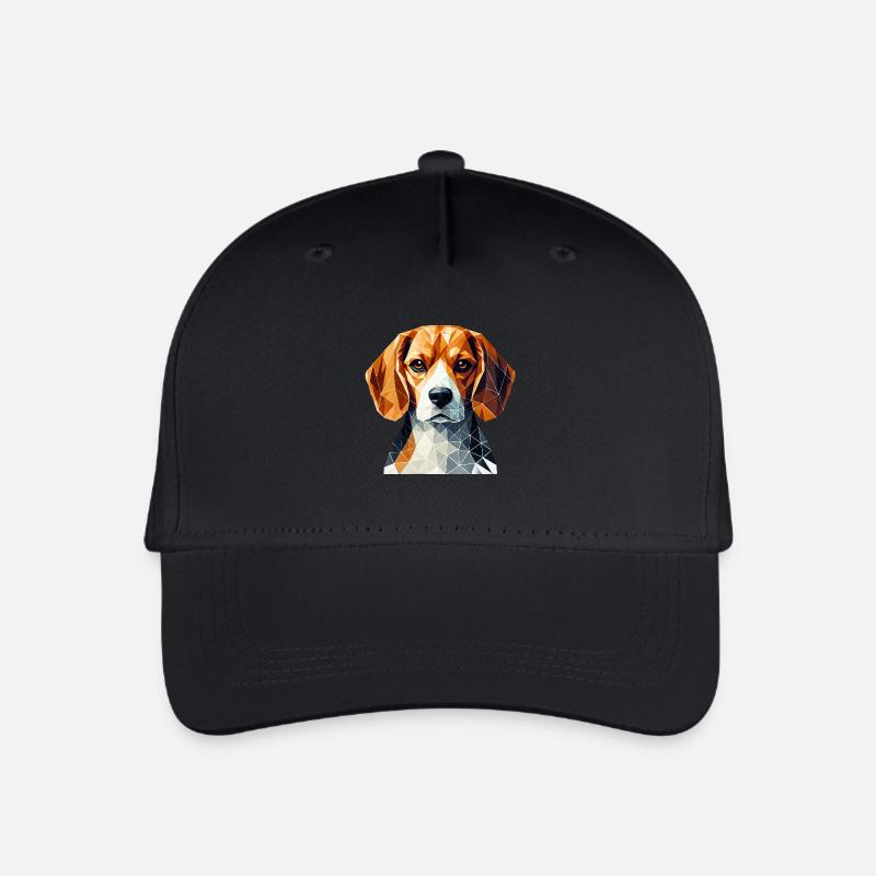 Beagle Porträt Geometrie Kunst Hundegesicht - Kinder Bio Basecap - Schwarz