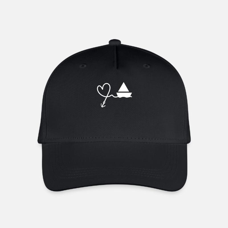 Herz Anker Boot - Kinder Bio Basecap - Schwarz