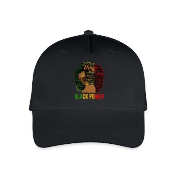 Afro Power Word Cloud Portrait - Organic Kids’ Baseball Cap - black - Front