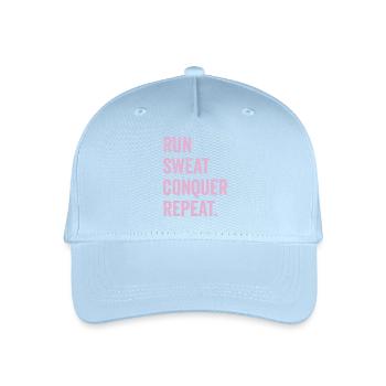 Laufen. Schwitzen. Erobern. Wiederholen. - Kinder Bio Basecap - Hellblau - Vorne