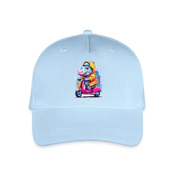 Hippopotamus on scooter - Organic Kids’ Baseball Cap - light blue - Front