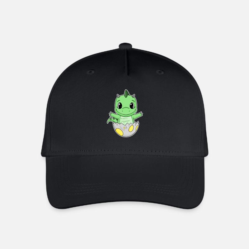 Dinosaurier Ei Dino Baby Motiv - Kinder Bio Basecap - Schwarz