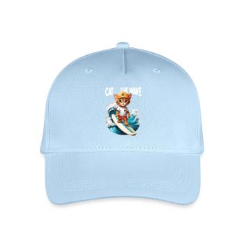 Katzen-Surfer Catch the Wave - Kinder Bio Basecap - Hellblau - Vorne
