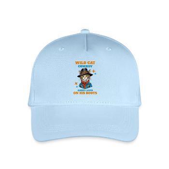 Wild cat cowboy always lands on his boots - Organic Kids’ Baseball Cap - light blue - Front