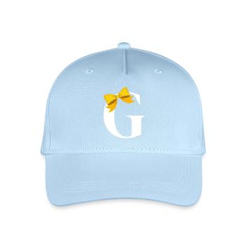 Buchstabe G gelbe Schleife - Kinder Bio Basecap - Hellblau - Vorne