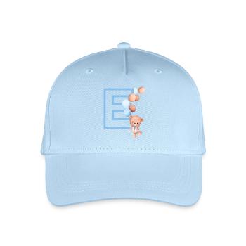 Blue Letter E Bear - Organic Kids’ Baseball Cap - light blue - Front