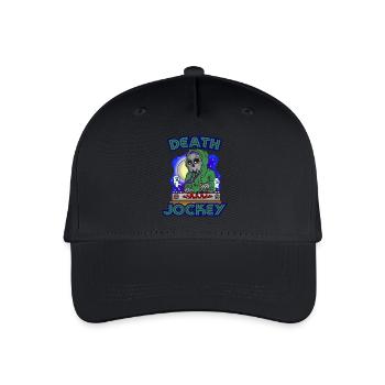Death Jockey DJ Lustig Gruseliger Schädel Skelett Humor - Kinder Bio Basecap - Schwarz - Vorne