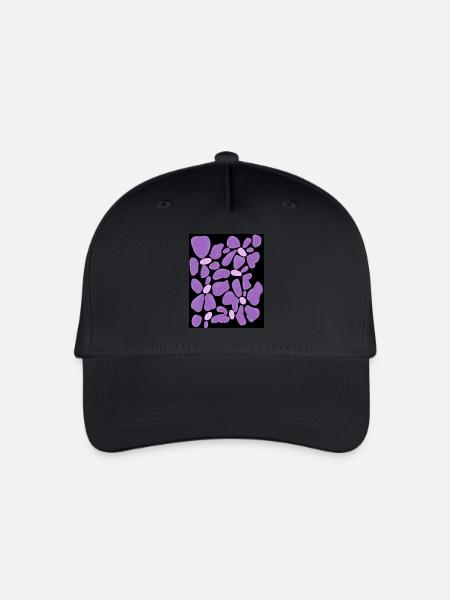 Lila Blume - Kinder Bio Basecap - Schwarz