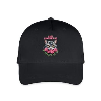 Rage Consumes Me Lustiges Katzenblümchen - Kinder Bio Basecap - Schwarz - Vorne