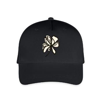 Blumige Schlichtheit - zeitloses Design - Kinder Bio Basecap - Schwarz - Vorne