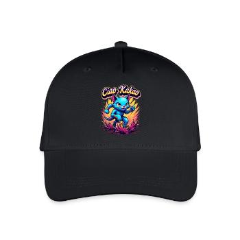 Ciao Kakao rennende Katze Matschlauf Laufshirt - Kinder Bio Basecap - Schwarz - Vorne