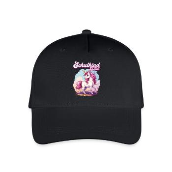 Schulkind 2025 Einhorn Einschulung Schule Schüler - Kinder Bio Basecap - Schwarz - Vorne