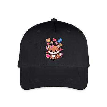 Fuchs Füchse Kinder Kind Baby - Kinder Bio Basecap - Schwarz - Vorne