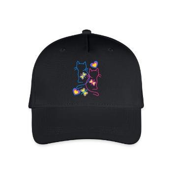 Katze Katzen Retro Vintage 80er 90er - Kinder Bio Basecap - Schwarz - Vorne