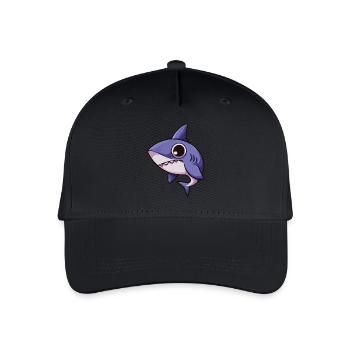 Kawaii Cartoon Hai mit großen Augen – Niedliche Meereskunst - Kinder Bio Basecap - Schwarz - Vorne