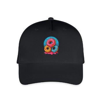 Drei bunte Donuts mit Glasur und Streuseln - Kinder Bio Basecap - Schwarz - Vorne