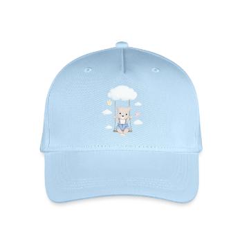 kleiner niedlicher Bär auf Schaukel - Kinder Bio Basecap - Hellblau - Vorne
