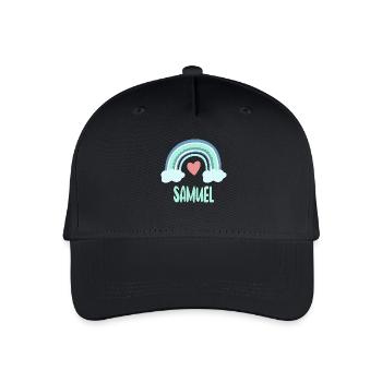 Samuel Name Regenbogen Baby - Kinder Bio Basecap - Schwarz - Vorne