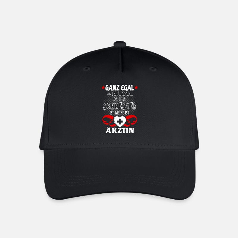 Kinder T-Shirt - Meine Schwester ist Ärztin - Kinder Bio Basecap - Schwarz