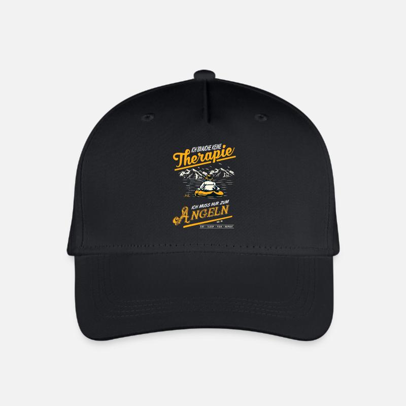 Keine Therapie nur Angeln Angler Geschenk - Kinder Bio Basecap - Schwarz