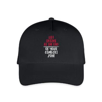 LIFE BEGINS AT THE END OF YOUR COMFORT ZONE - Organic Kids’ Baseball Cap - black - Front