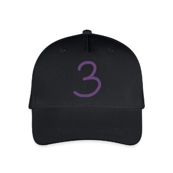 3 number three number purple birthday - Organic Kids’ Baseball Cap - black - Front