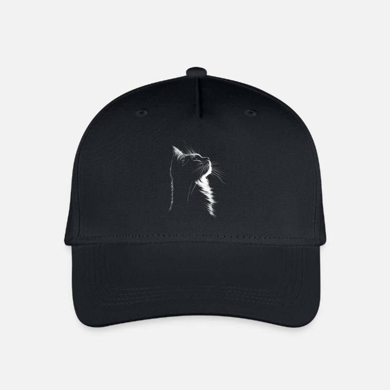 Katze Profil Silhouette Portrait Katzen Kitten - Kinder Bio Basecap - Schwarz