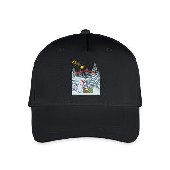 Meowy Christmas - Katze mit Sternschnuppe - Kinder Bio Basecap - Schwarz - Vorne