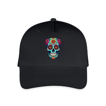 Crâne en sucre floral – Art coloré du Jour des Morts - Casquette de baseball bio Enfant - noir - Devant
