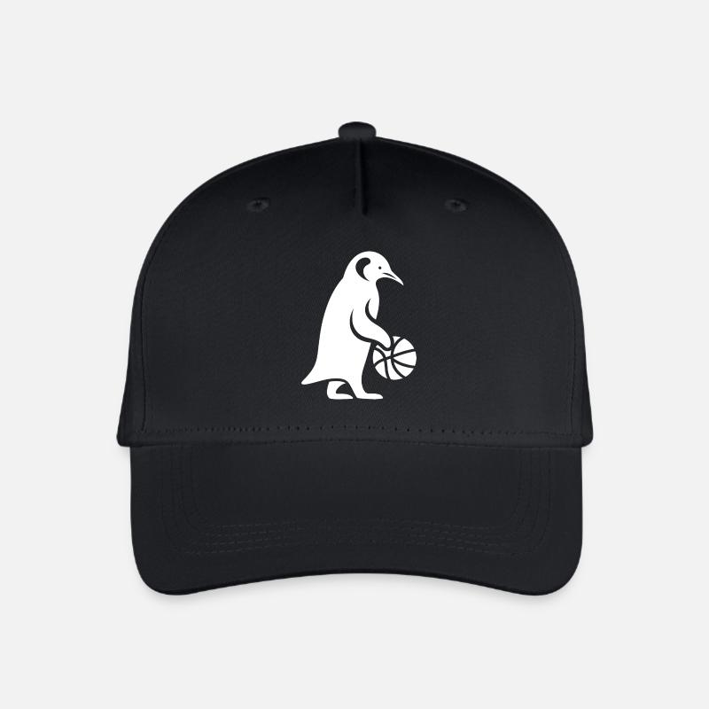Pinguin Basketball Spieler Silhouette Minimalistis - Kinder Bio Basecap - Schwarz