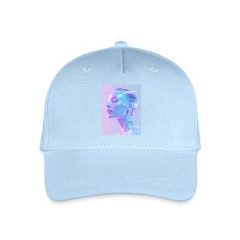 Holographisches Glitch-Porträt - Kinder Bio Basecap - Hellblau - Vorne