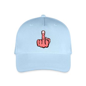 Mittelfinger Stinkefinger Design Pink - Kinder Bio Basecap - Hellblau - Vorne